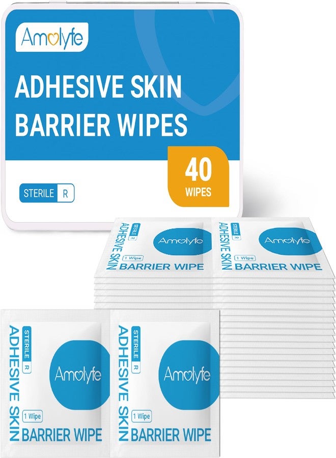 Amolyfe Skin Barrier Wipes - 40-Count Protective Skin Prep Wipes in Premium Hinged Tin Box, Enhance Adhesive Longevity & Create Protective Barrier for Reduced Irritation from Bandages and Tapes - Image 1